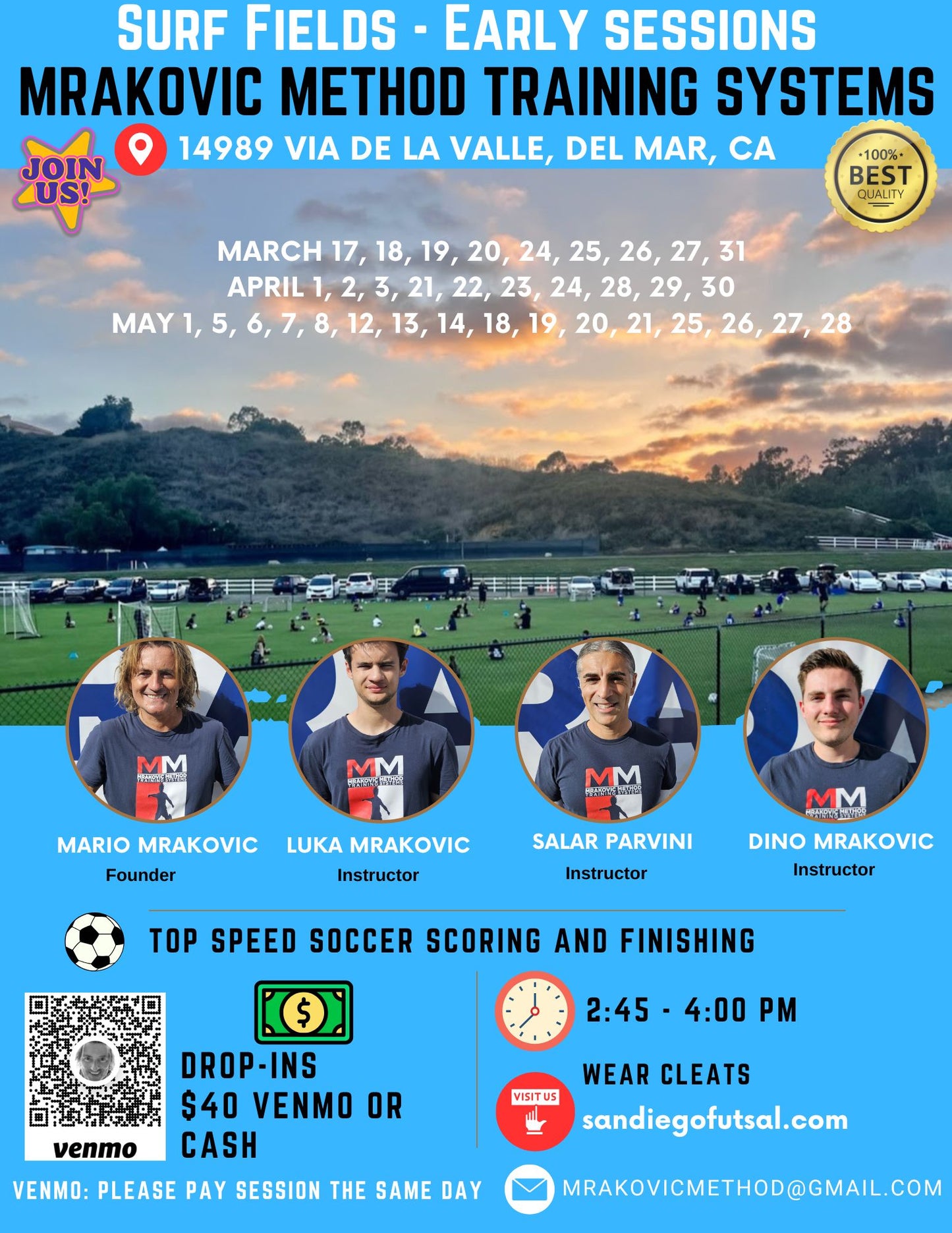 2025 MMTS EARLY SESSION AT Surf Cup Sports Park - $40 Drop in ON SITE ONLY